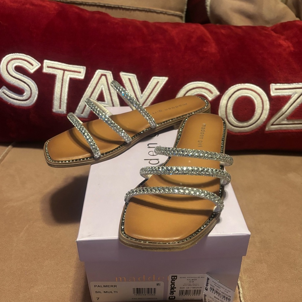 Madden Girl Palmerr Silver Multi-Strap Sandals